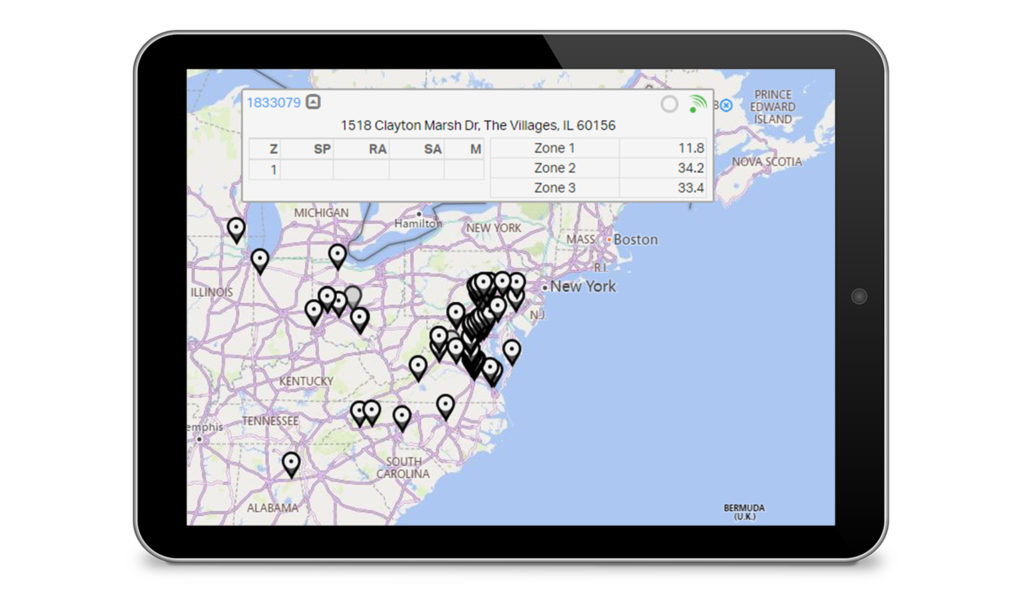 Cooltrax Satellite Mapping interface on an iPad