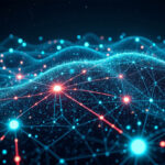 Abstract illuminated data connections artwork